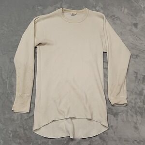 VTG J.E. Morgan Shirt Mens L Cream Arctex Thermal Waffle Knit Made In USA